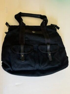 Lululemon Women Black (purple satin interior) canvas tote/bag/purse/baby Large